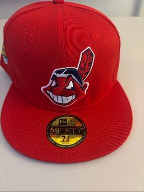 New Era 59FIFTY Red Cleveland Indians Fitted Cap